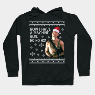 Die Hard Ho Ho Ho Machine Gun Christmas Kint Hoodie